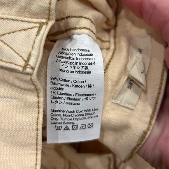 Madewell Emmett Wide Leg Pants Cream Color Women’s Size 25 Raw Hem 99% Cotton - Picture 8 of 10